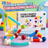 Flexible Magnetic Tube Building Blocks – 26 Piece STEM Construction Toy (XC-F1)