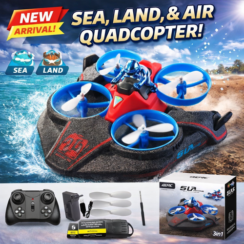 Fly, Drive &amp; Sail 3-in-1 RC Quadcopter – Sea, Land &amp; Air Vehicle