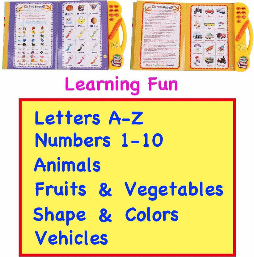 Child using English learning electronic book toy
