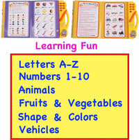 Child using English learning electronic book toy