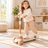 Beige Kids Scooter with LED Light-Up Wheels & Music