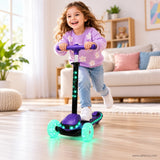 Purple Light-Up Stem Kids Scooter with Glowing Wheels & Music