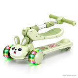 Green Bunny Kids Scooter with Removable Seat & LED Wheels