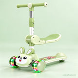 Green Bunny Kids Scooter with Removable Seat & LED Wheels