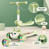 Green Bunny Kids Scooter with Removable Seat & LED Wheels