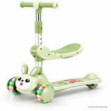 Green Bunny Kids Scooter with Removable Seat & LED Wheels