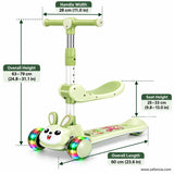 Green Bunny Kids Scooter with Removable Seat & LED Wheels
