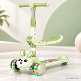 Green Bunny Kids Scooter with Removable Seat & LED Wheels