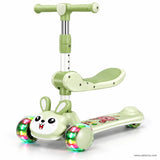 Green Bunny Kids Scooter with Removable Seat & LED Wheels