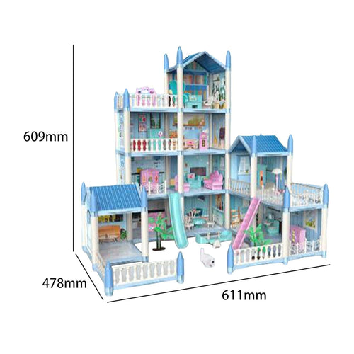 Happy Childhood 4-Story 11-Room Doll House Playset for Kids