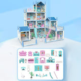 Happy Childhood 4-Story 11-Room Doll House Playset for Kids