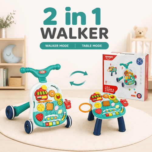 Huanger 2-in-1 Baby Walker & Activity Table (Green)