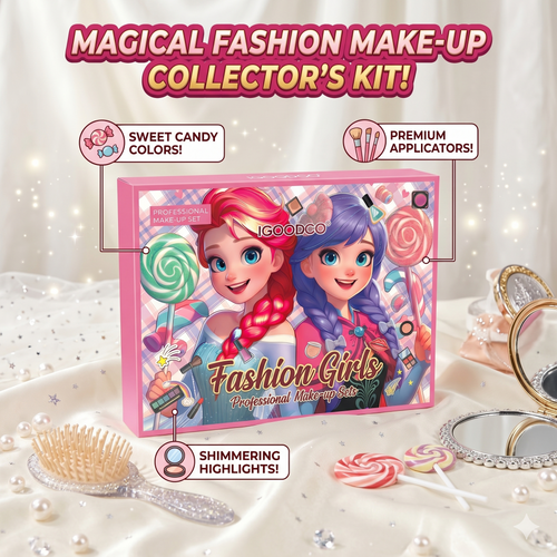 IGOODCO Fashion Girls Makeup Kit | Sweet Candy Colors & Shimmer Pretend Play Set