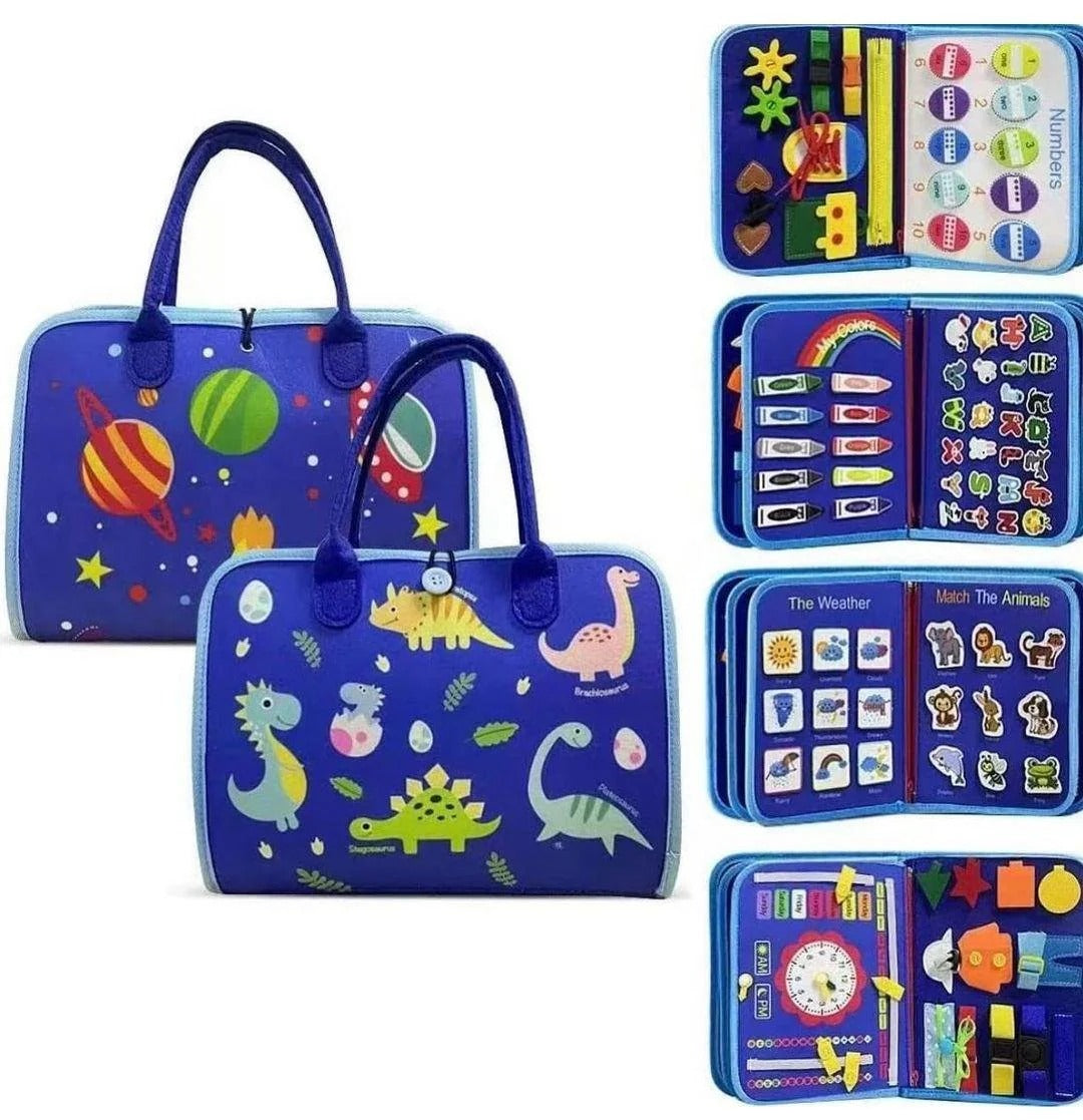 Travel friendly kids educational busy book 11x8.4 inch portable activity book
