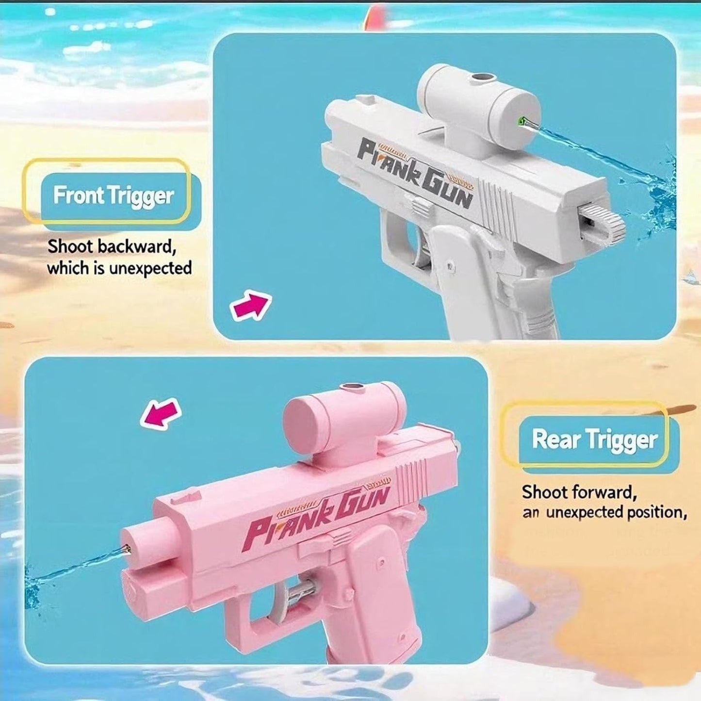 Prank water gun spraying water demonstration