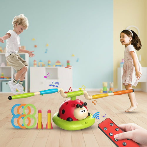 3-in-1 RC Ladybug Activity Toy - child playing with rocket launcher