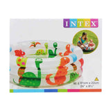 INTEX Dinosaur Printed 3 Ring Baby Pool 2ft x 8.5in | Inflatable Toddler Splash Pool