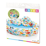 INTEX Fish Printed Kids Pool with Beach Ball & Ring 4ft 4in x 11in | Inflatable Play Pool Set