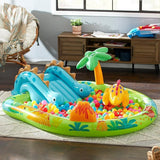 INTEX Dinosaur Themed Inflatable Kids Pool 8ft 2in x 6ft 3in x 3ft 7in | Splash Play Pool