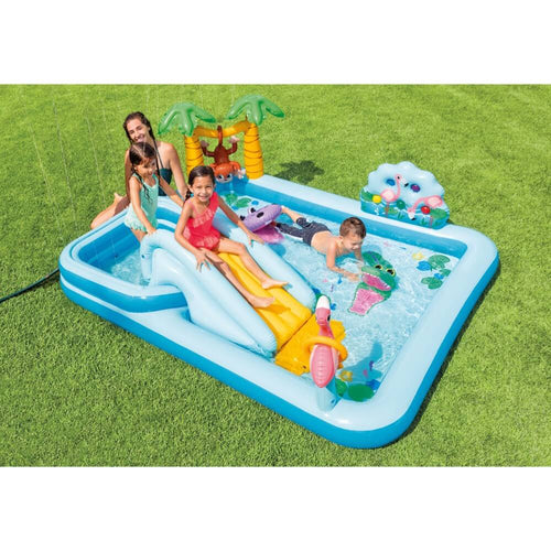 INTEX Jungle Themed Inflatable Kids Pool 8ft 5in x 7ft 1in x 2ft 9in | Splash Play Pool