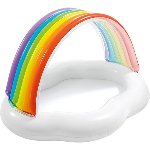 INTEX Rainbow Canopy Baby Pool 4ft 8in x 3ft 11in x 2ft 9in | Inflatable Toddler Pool with Shade