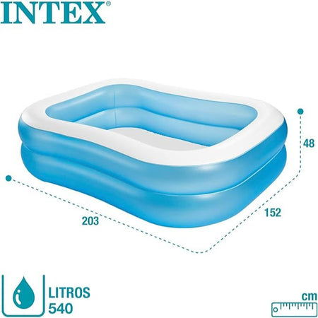 INTEX Inflatable Rectangular Swimming Pool 6ft 6in x 4ft 9in x 1ft 5in | Family Splash Pool
