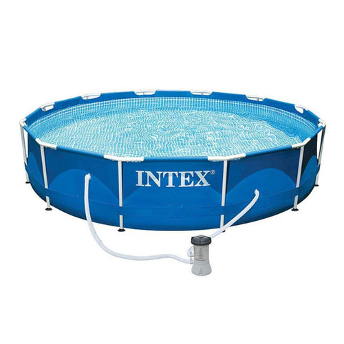 INTEX Metal Frame Pool with Filter 12ft x 2ft 6in | Above Ground Kids & Family Pool