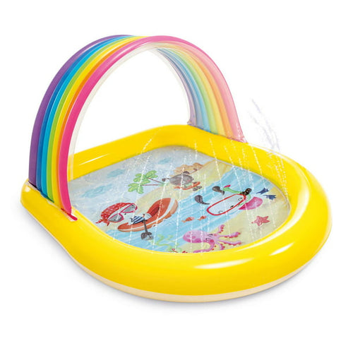 INTEX Rainbow Arch Spray Pool 4ft 10in x 4ft 3in x 2ft 10in | Inflatable Kids Splash Pool with Sprayer