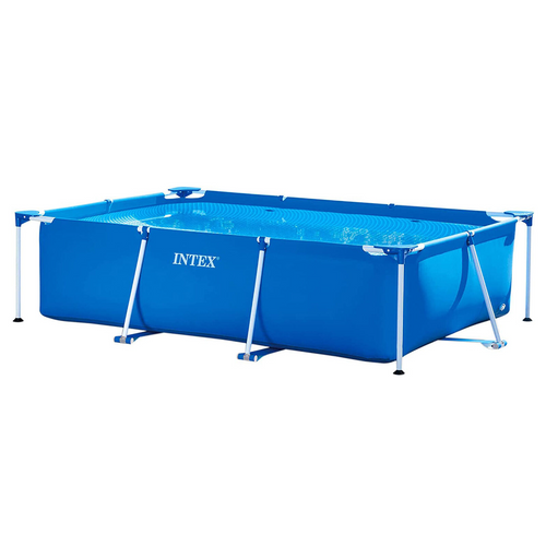 INTEX Small Rectangular Metal Frame Kids Pool 7ft 3in x 4ft 11in x 1ft 11in | Above Ground Pool