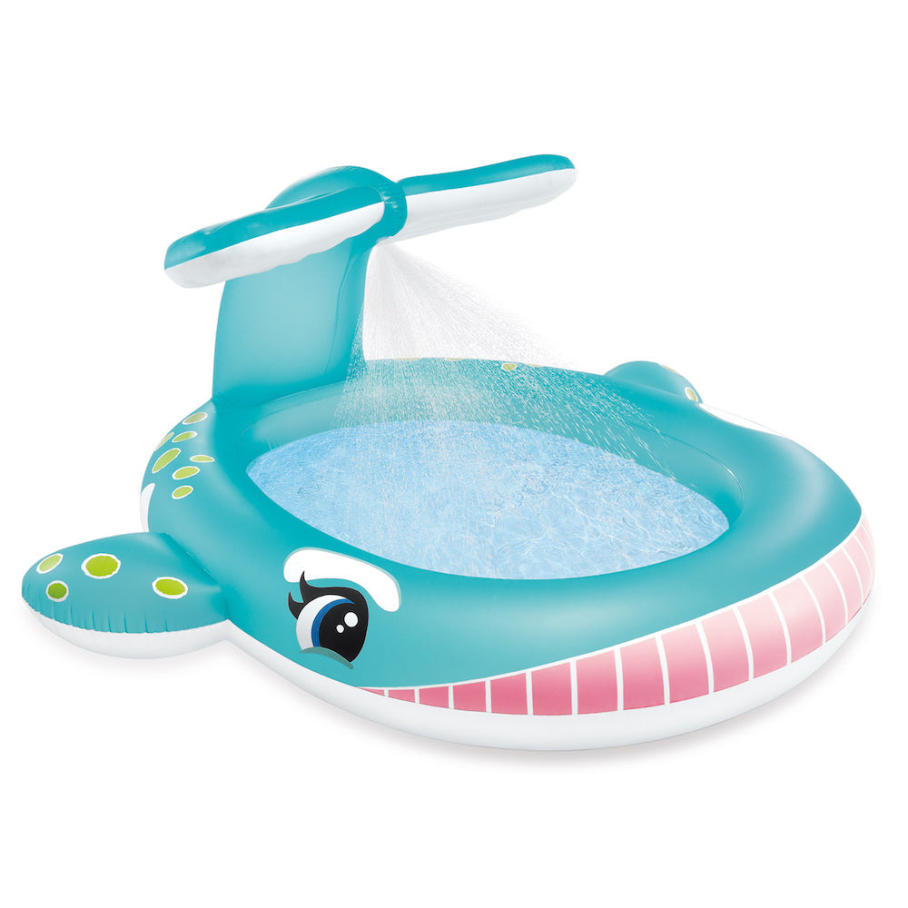 INTEX Whale Spray Baby Pool 6ft 7in x 6ft 5in x 3ft | Inflatable Splash Pool with Sprayer