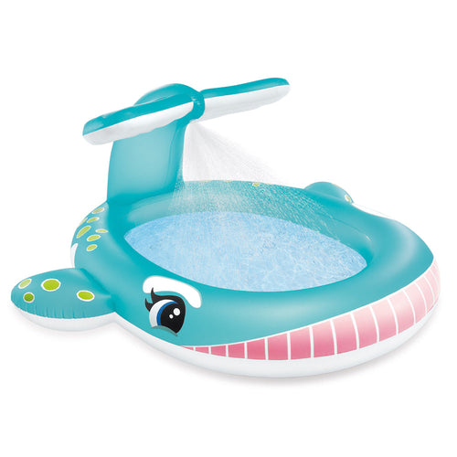 INTEX Whale Spray Baby Pool 6ft 7in x 6ft 5in x 3ft | Inflatable Splash Pool with Sprayer