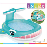INTEX Whale Spray Baby Pool 6ft 7in x 6ft 5in x 3ft | Inflatable Splash Pool with Sprayer