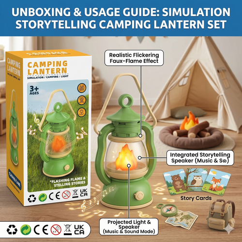 Kids Camping Lantern Pretend Play Set | LED Flame Effect with Storytelling & Sound