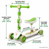 Kids Scooter with Removable Seat & LED Light-Up Wheels