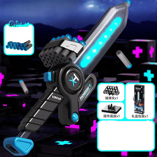 Kids Soft Bullet Sword Toy with LED Lights | Manual Action Sword for Boys