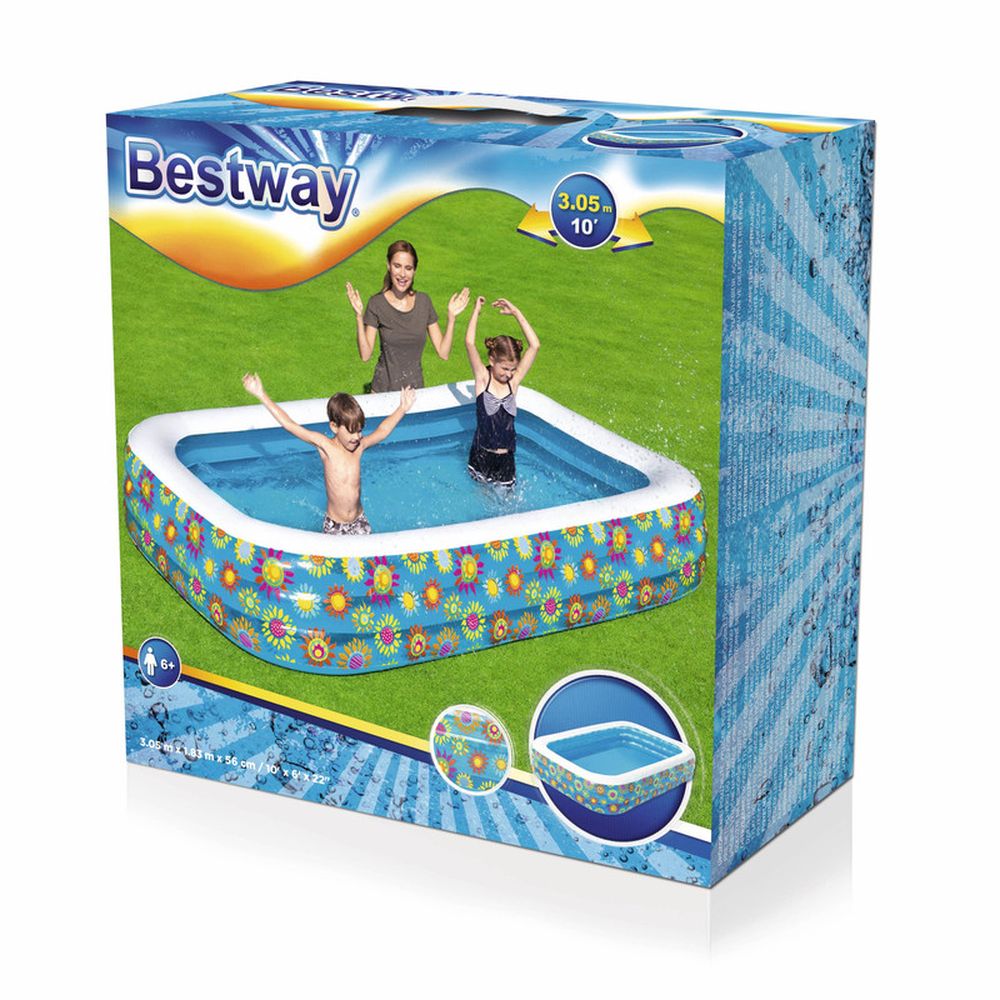 BESTWAY 3 Ring Rectangular Pool 10ft | Large Family Pool