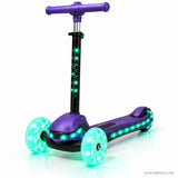 Purple Light-Up Stem Kids Scooter with Glowing Wheels & Music
