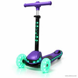 Purple Light-Up Stem Kids Scooter with Glowing Wheels & Music