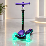 Purple Light-Up Stem Kids Scooter with Glowing Wheels & Music