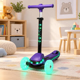 Purple Light-Up Stem Kids Scooter with Glowing Wheels & Music