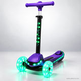 Purple Light-Up Stem Kids Scooter with Glowing Wheels & Music