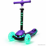 Purple Light-Up Stem Kids Scooter with Glowing Wheels & Music