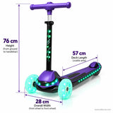 Purple Light-Up Stem Kids Scooter with Glowing Wheels & Music