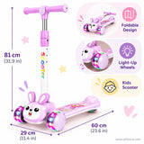 Lilac Bunny Kids Scooter with Light-Up LED Wheels