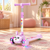 Lilac Bunny Kids Scooter with Light-Up LED Wheels