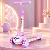 Lilac Bunny Kids Scooter with Light-Up LED Wheels