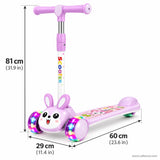 Lilac Bunny Kids Scooter with Light-Up LED Wheels