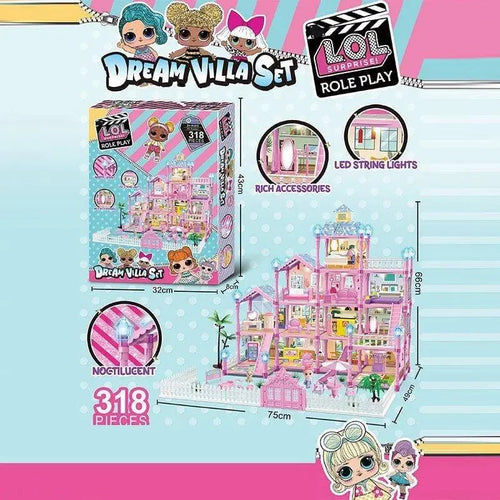 LOL Surprise 4-Floor Doll House – 318-Piece LED Playset