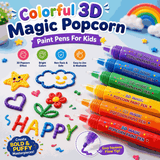 Colorful 3D Magic Popcorn Paint Pens for Kids – 6 Piece Set