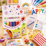 Colorful 3D Magic Popcorn Paint Pens for Kids – 6 Piece Set